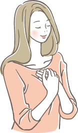 胸に手を当てる女性